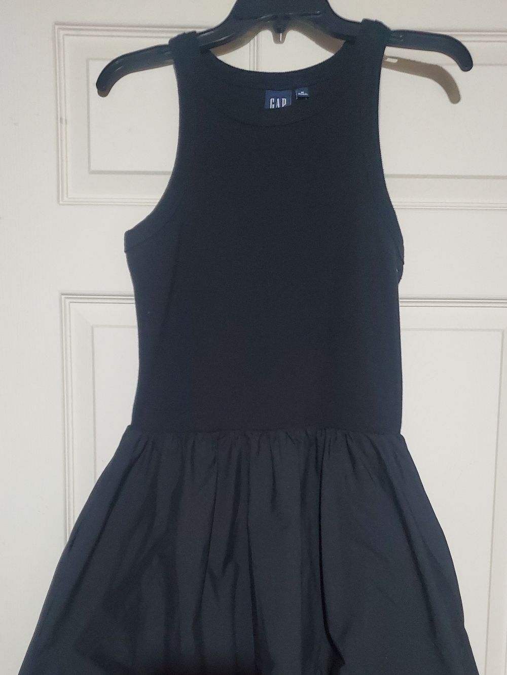 Nwt GAP Women's Black Sleeveless Knit Bodice Midi Bubble Hem Skirt Dress